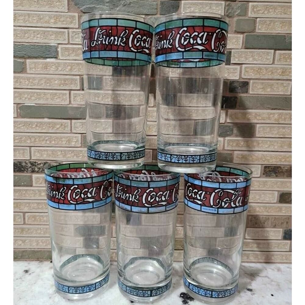 Vintage Coca Cola Tiffany Style Glassware (5 Glasses)]